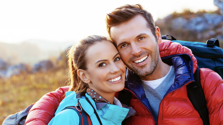 young couple hiking in brentwood tn