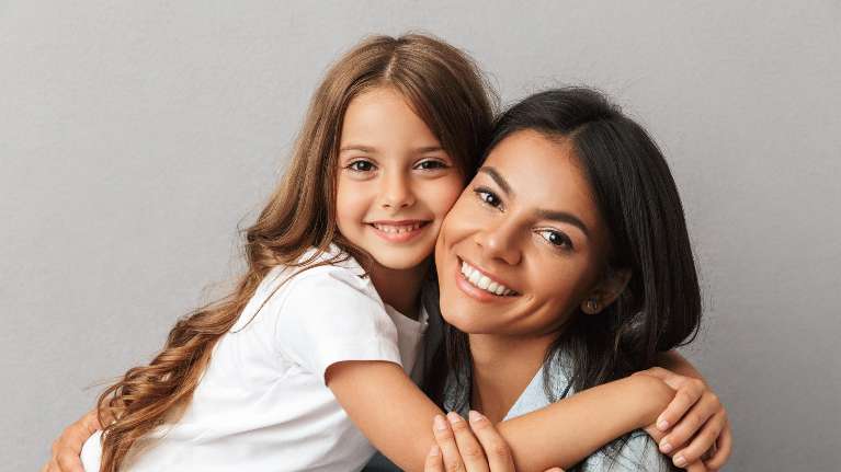 smiling mother and daughter in brentwood tn